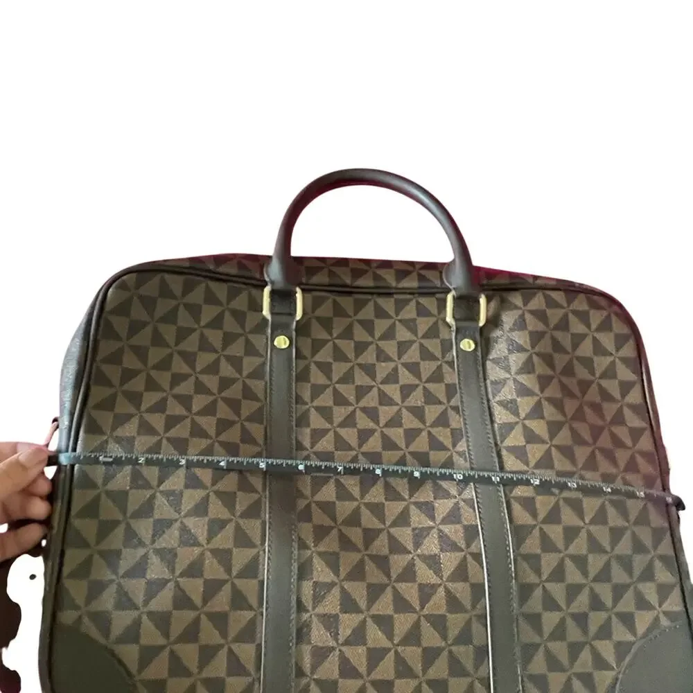 Brown Geometric Print Laptop Bag Briefcase Travel Work Bag Designer Inspired